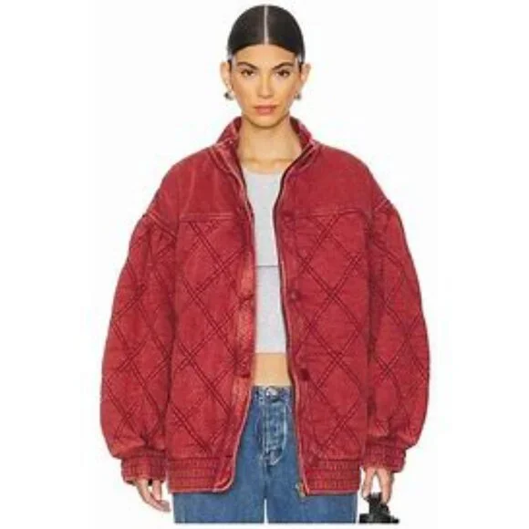 Free People Juno Quilted Jacket in Port color Sz Medium NEW - Picture 3 of 15